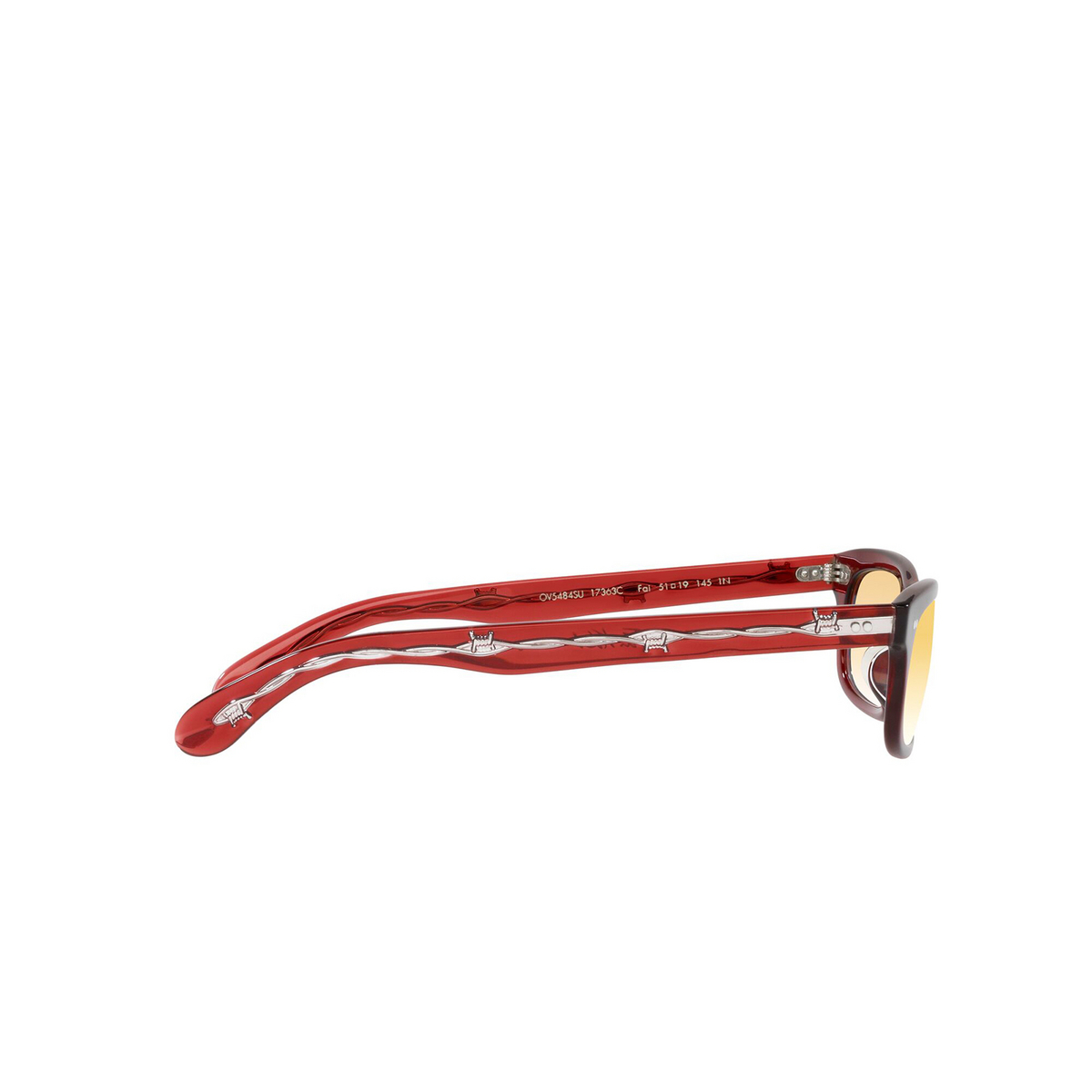 Oliver Peoples® Rectangle Sunglasses: OV5484SU Fai color 17363C Red Traslucent - 3/3