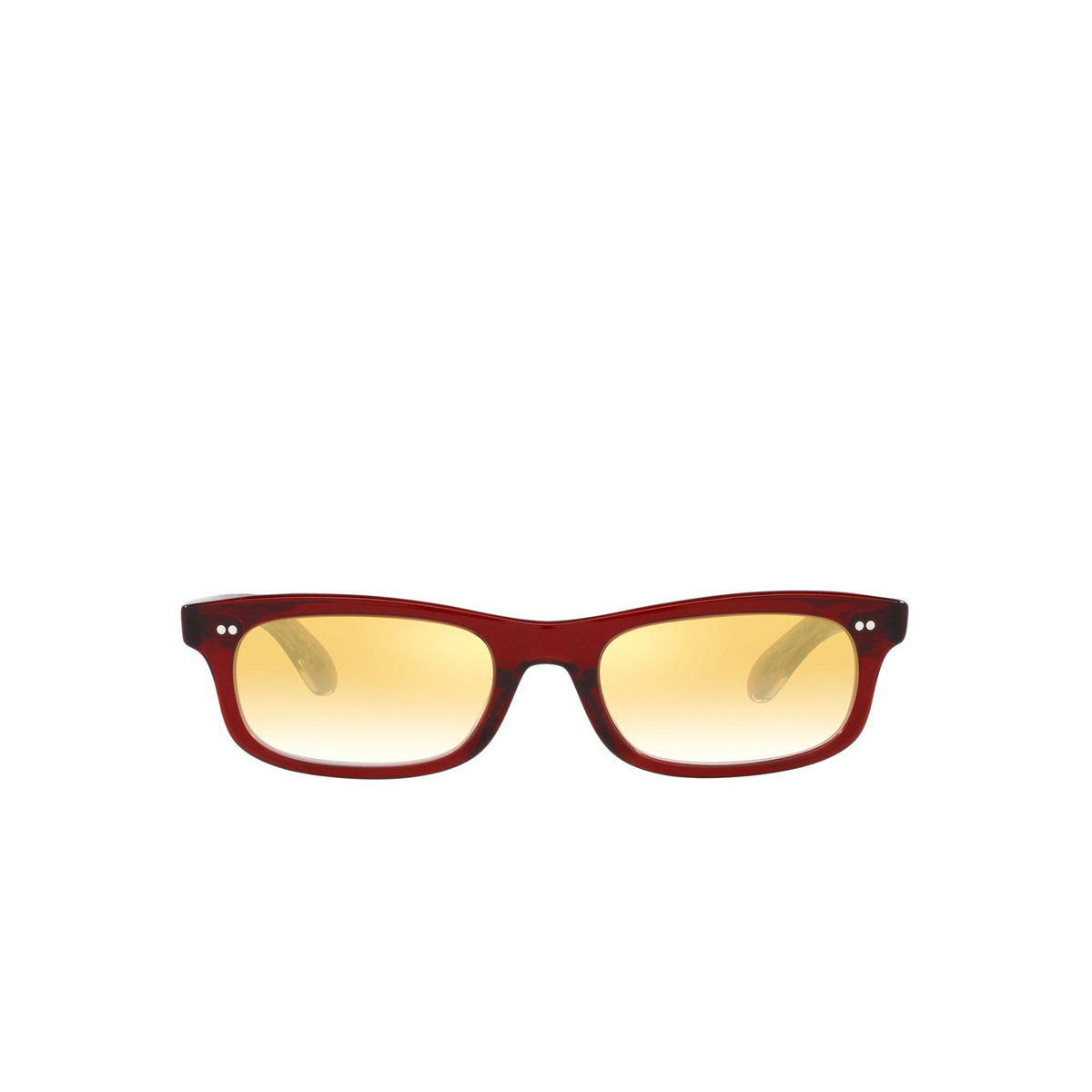 Oliver Peoples® Rectangle Sunglasses: OV5484SU Fai color 17363C Red Traslucent - product thumbnail 1/3