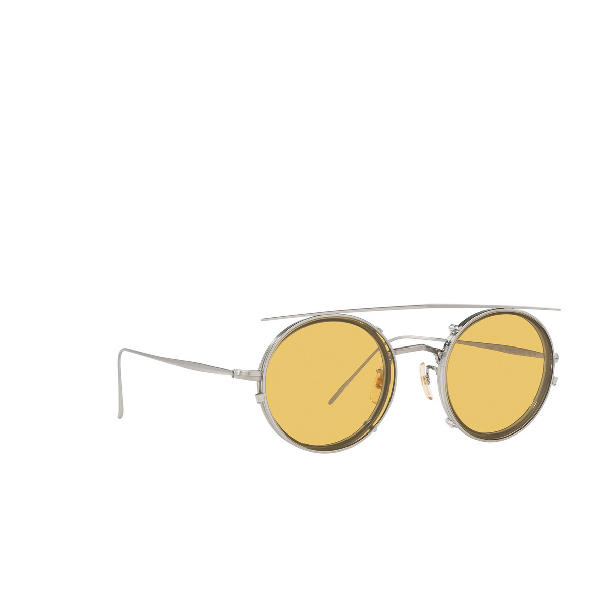 Oliver Peoples® Round Sunglasses: G. Ponti-2 OV1292T color Brushed Chrome 5254 - three-quarters view.