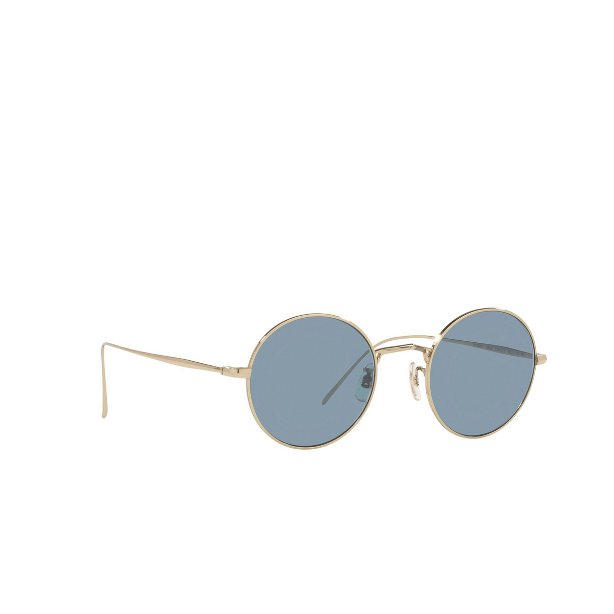 Oliver Peoples® Round Sunglasses: G. Ponti-3 OV1293ST color Soft Gold 503556 - three-quarters view.