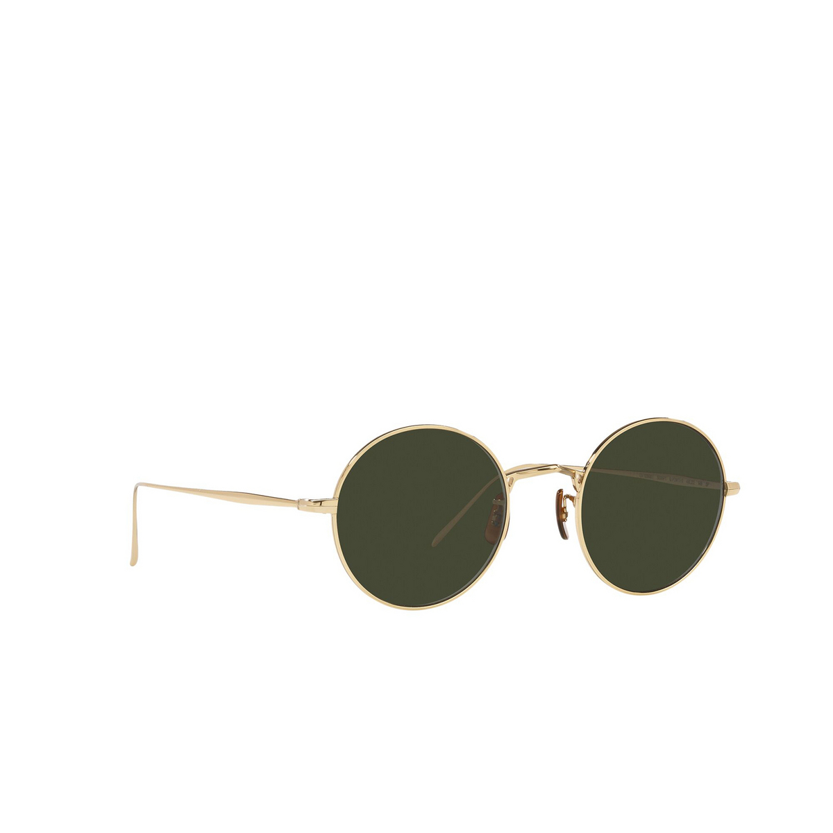 Oliver Peoples® Round Sunglasses: G. Ponti-3 OV1293ST color Soft Gold 5035P1 - three-quarters view.