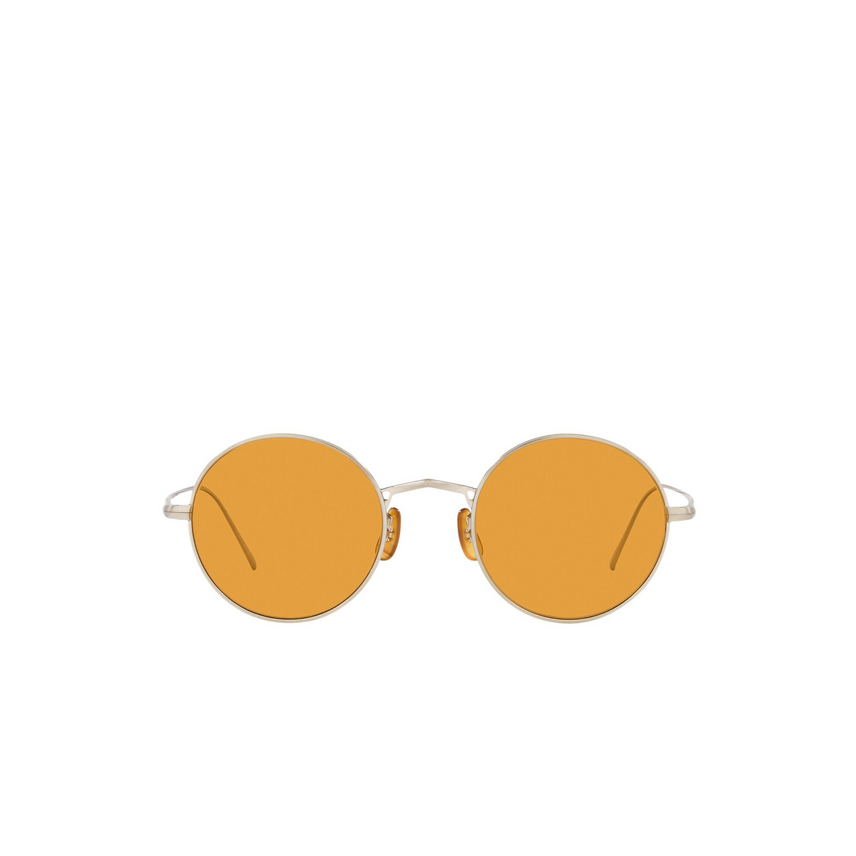 Oliver Peoples® Round Sunglasses: G. Ponti-3 OV1293ST color Brushed Chrome 5254N9 - front view.