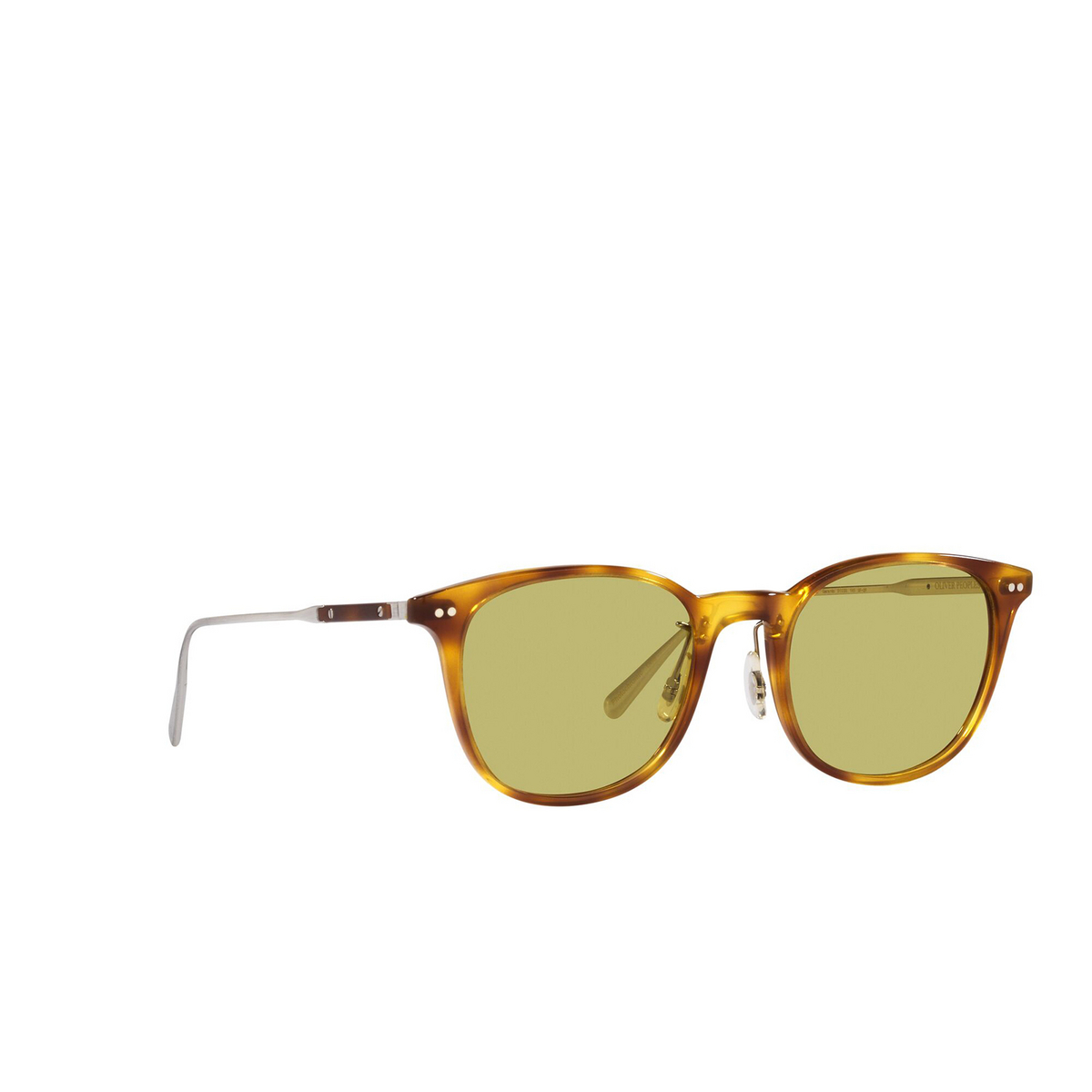 Oliver Peoples® Round Sunglasses: OV5482S Gerardo color 14084C Vintage Lbr / Brushed Silver - three-quarters view
