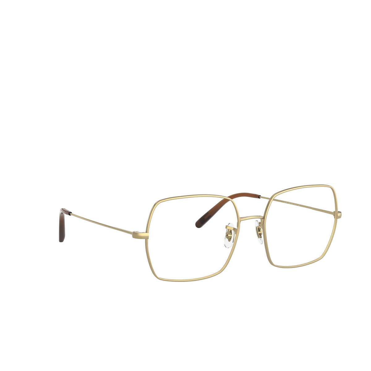 Oliver Peoples® Irregular Eyeglasses: Justyna OV1279 color Brushed Gold 5245 - three-quarters view.