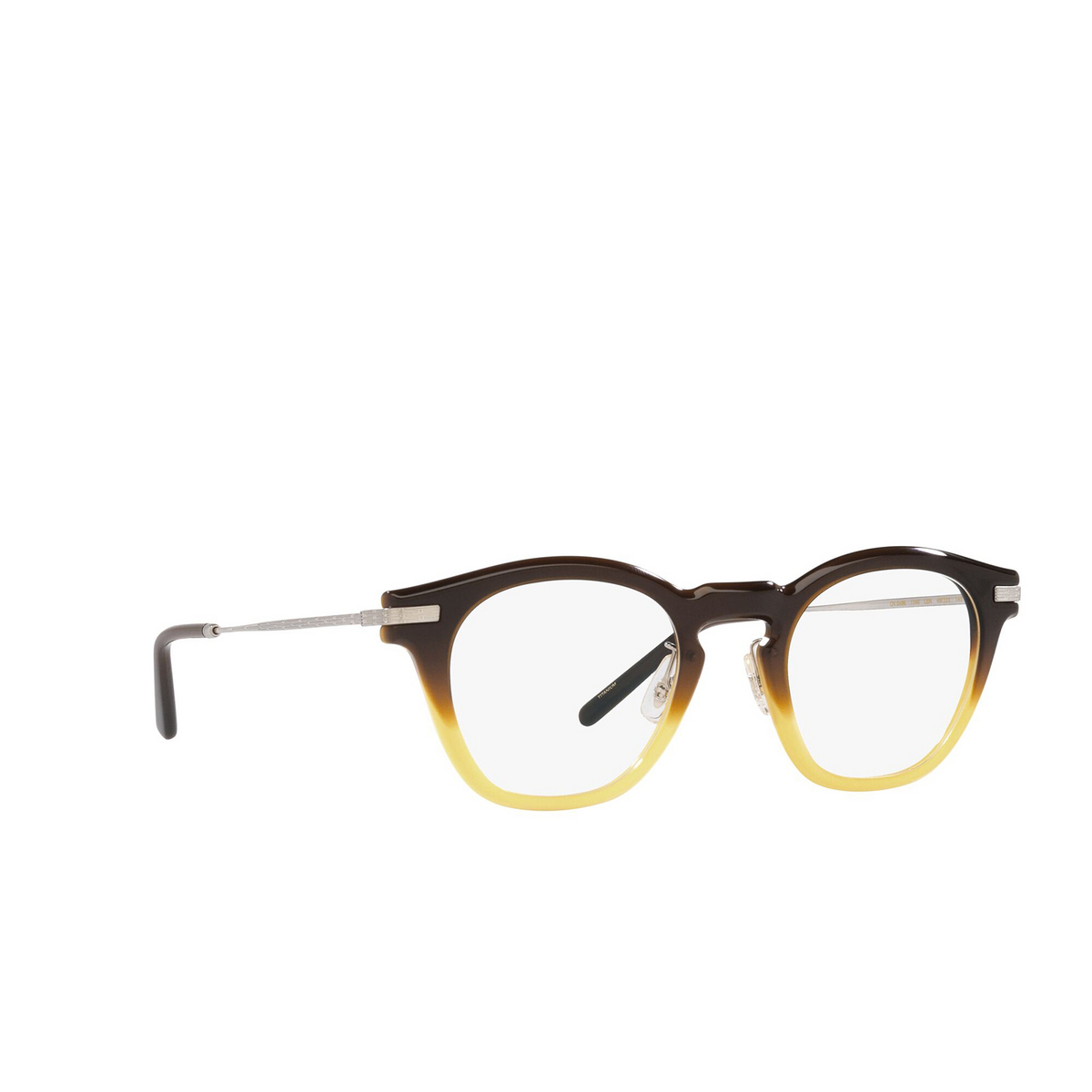 Oliver Peoples LEN Eyeglasses 1746 Whisky Gradient / Brushed Silver - three-quarters view