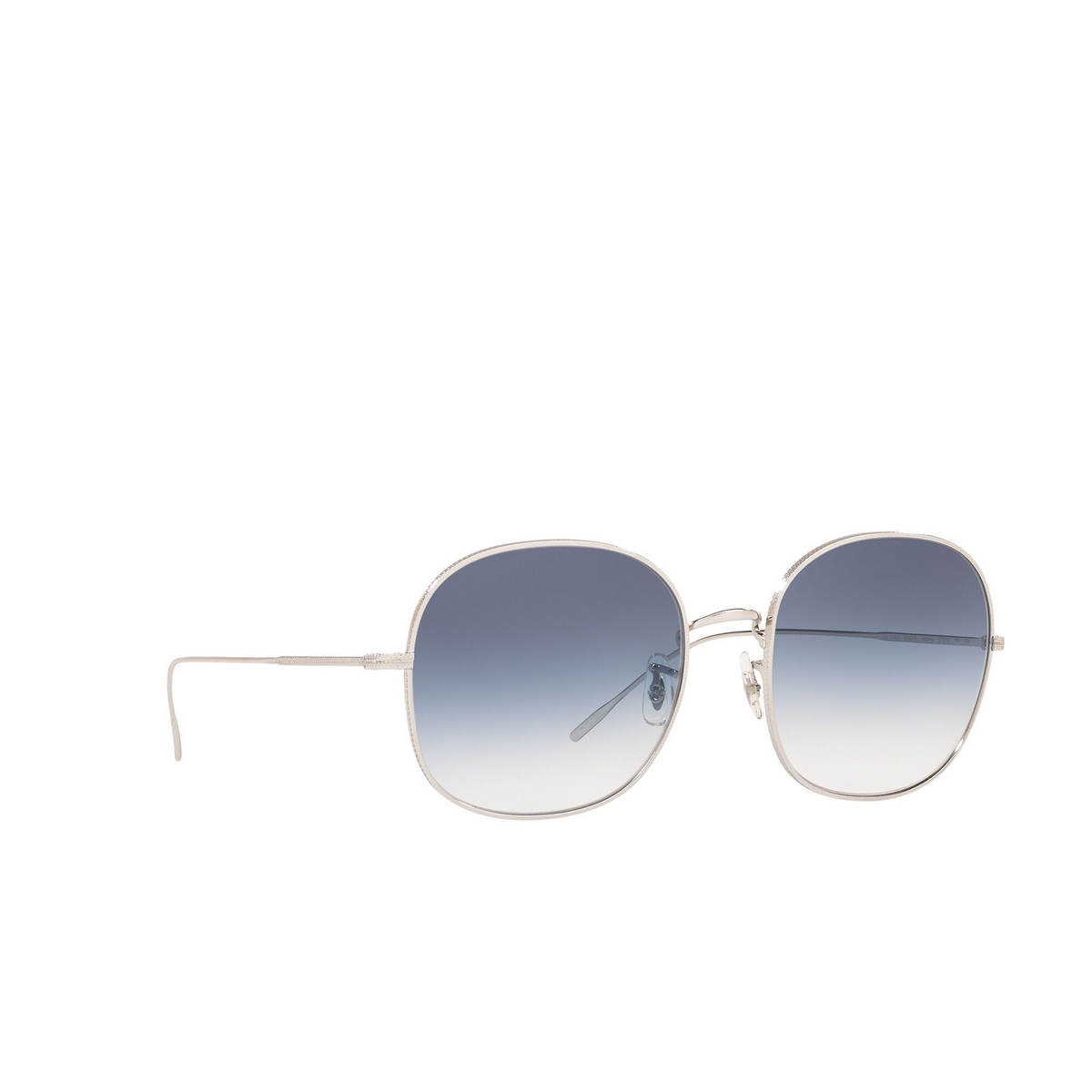 Oliver Peoples® Round Sunglasses: Mehrie OV1255S color Silver 503619 - three-quarters view.