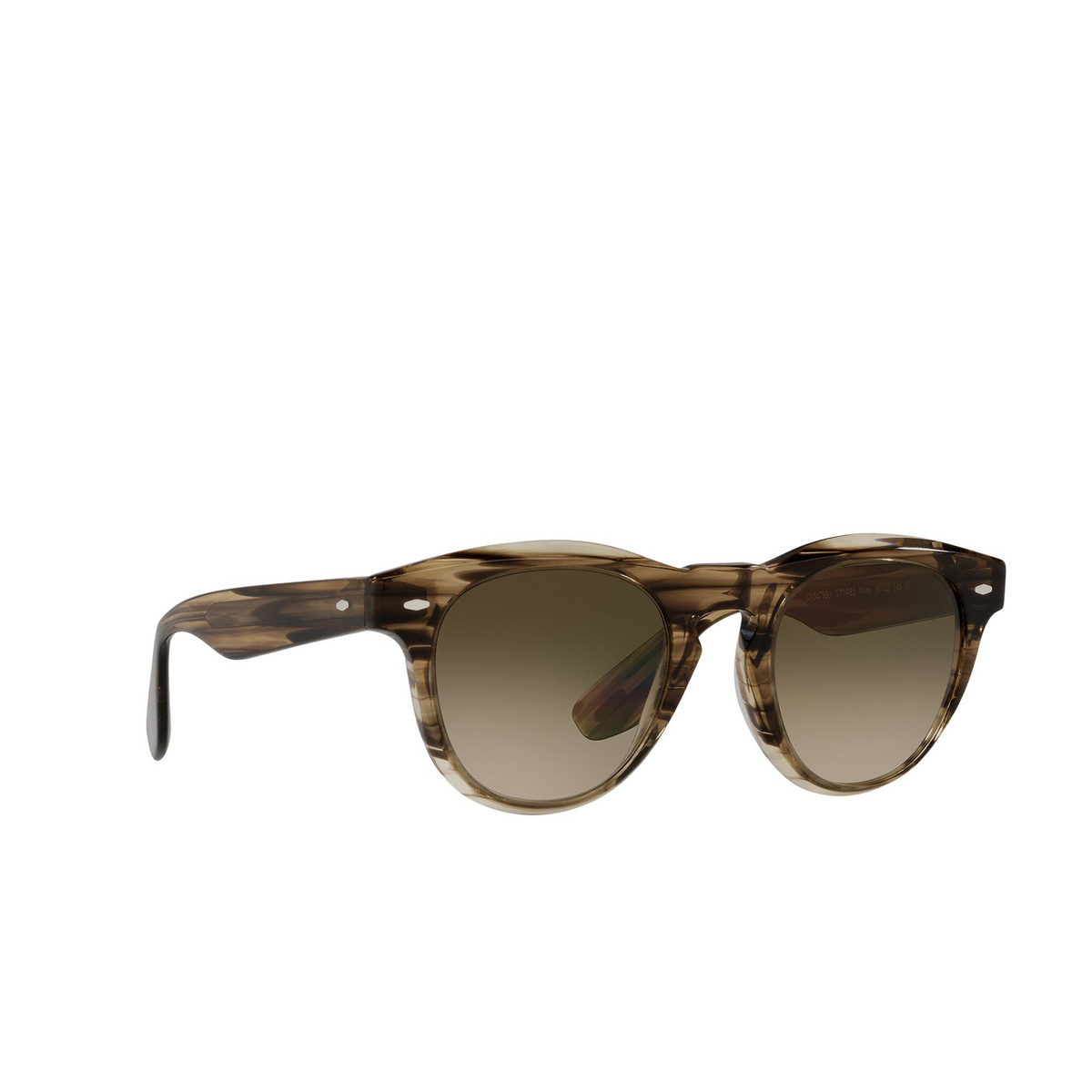 Oliver Peoples® Square Sunglasses: Nino OV5473SU color Olive Smoke 171985 - three-quarters view.