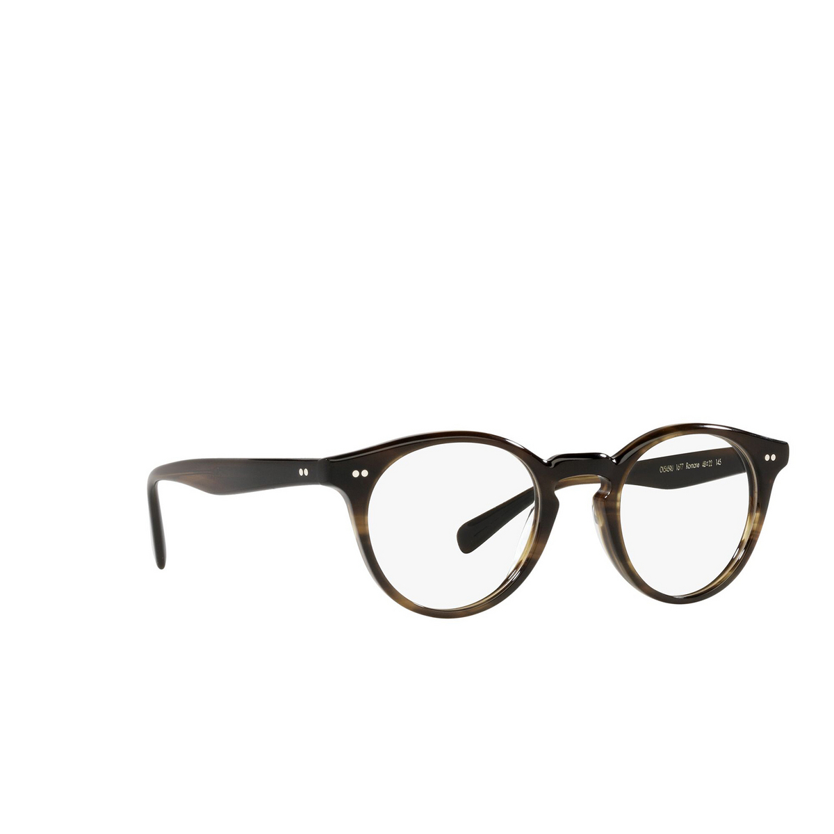 Oliver Peoples® Round Eyeglasses: Romare OV5459U color Bark 1677 - three-quarters view.