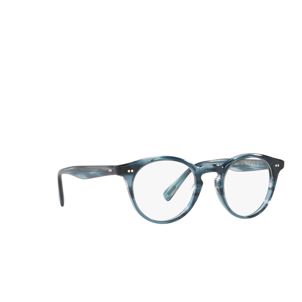 Oliver Peoples® Round Eyeglasses: Romare OV5459U color Dark Blue Vsb 1730 - three-quarters view.