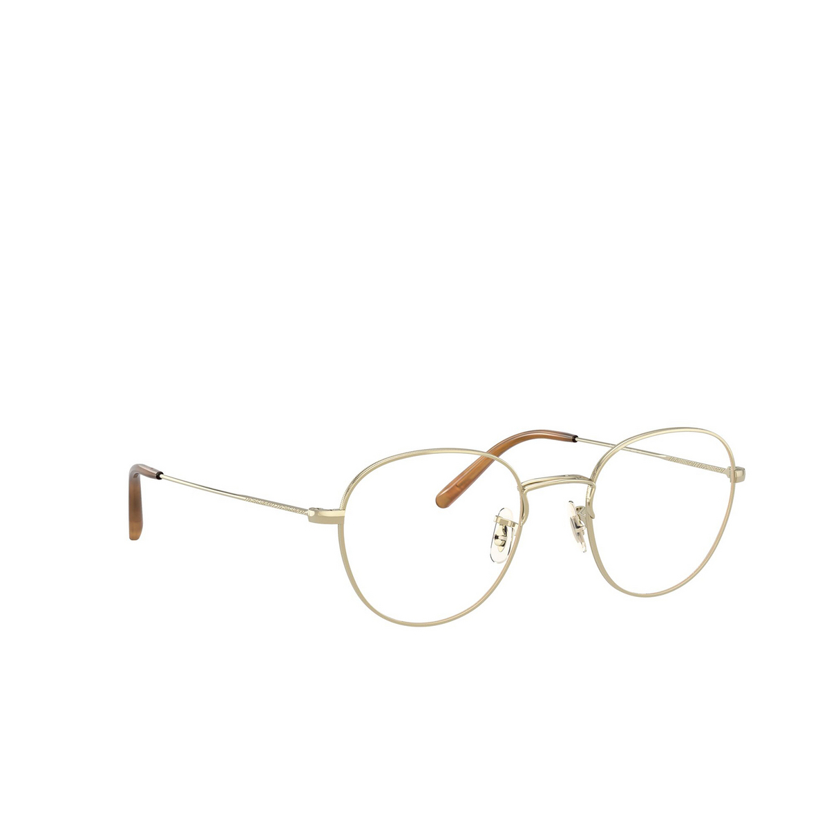 Oliver Peoples® Round Eyeglasses: Piercy OV1281 color Gold 5145 - three-quarters view.