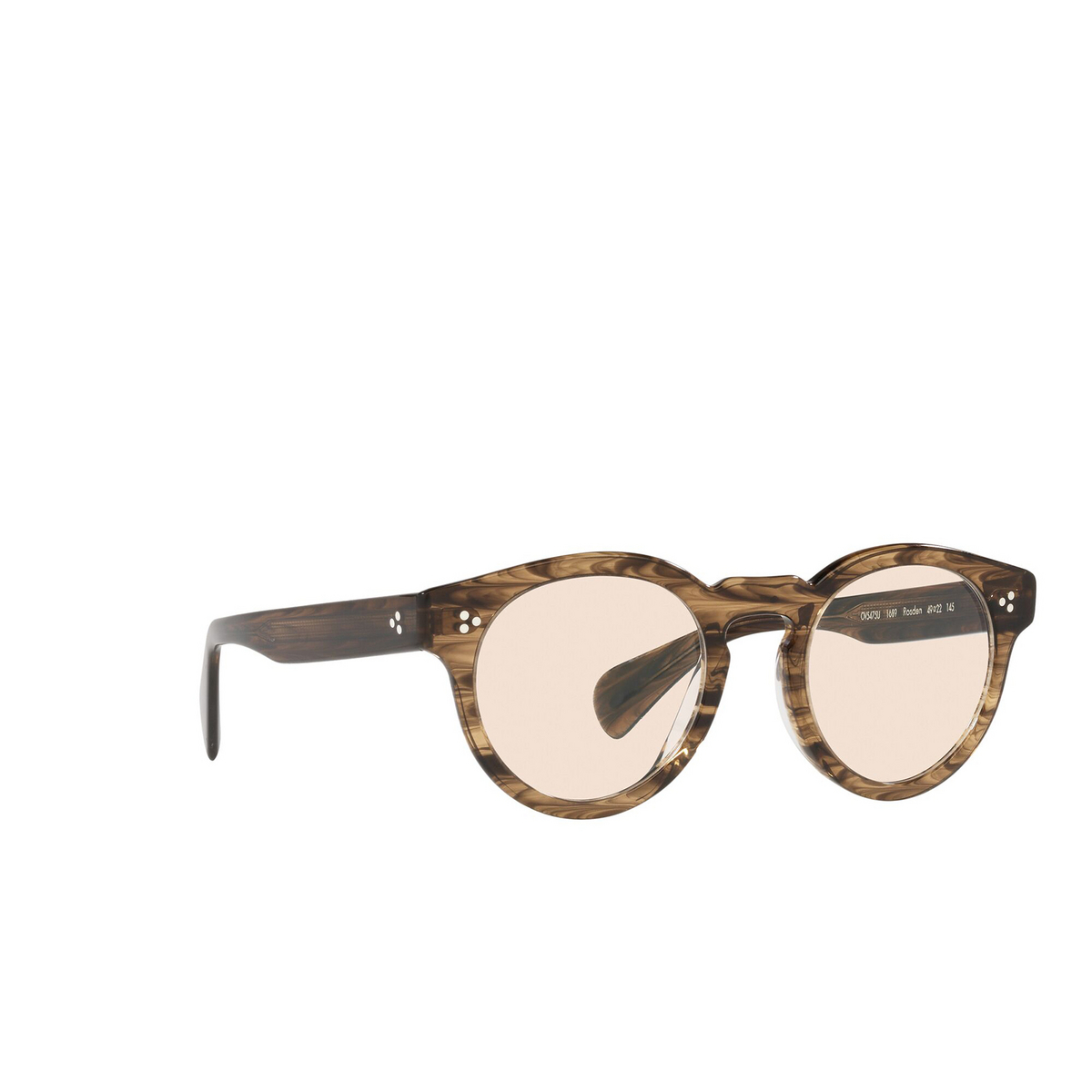 Oliver Peoples® Round Eyeglasses: Rosden OV5475U color Sepia Smoke 1689 - three-quarters view.