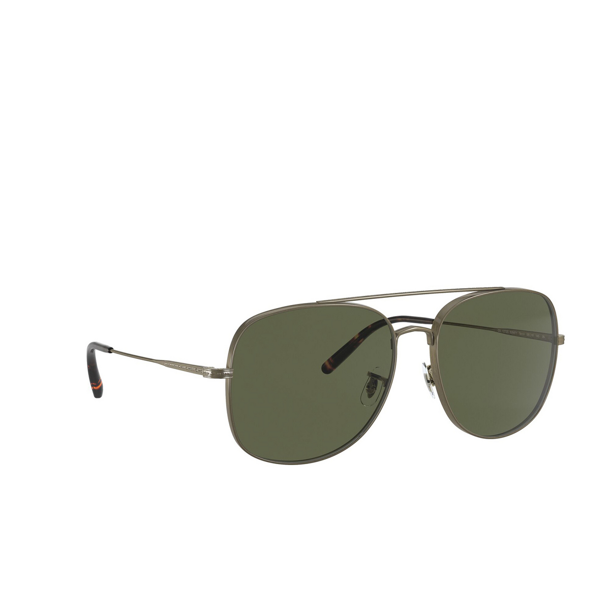 Oliver Peoples® Aviator Sunglasses: Taron OV1272S color Antique Gold 528471 - three-quarters view.