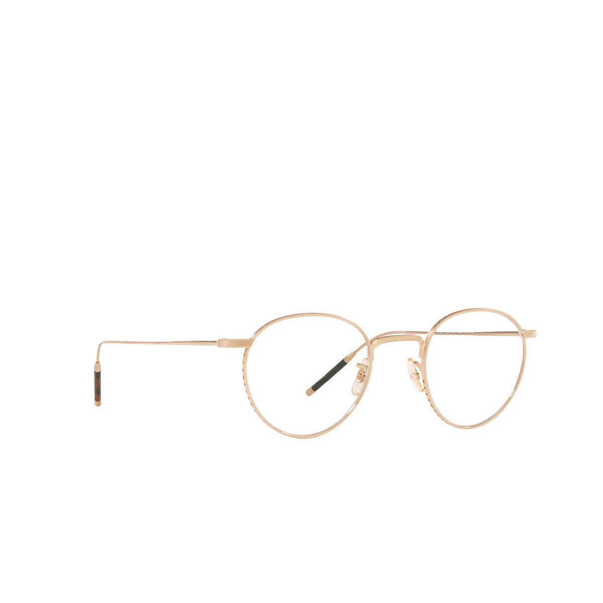 Oliver Peoples® Round Eyeglasses: Tk-1 OV1274T color Brushed Gold 5311 - three-quarters view.