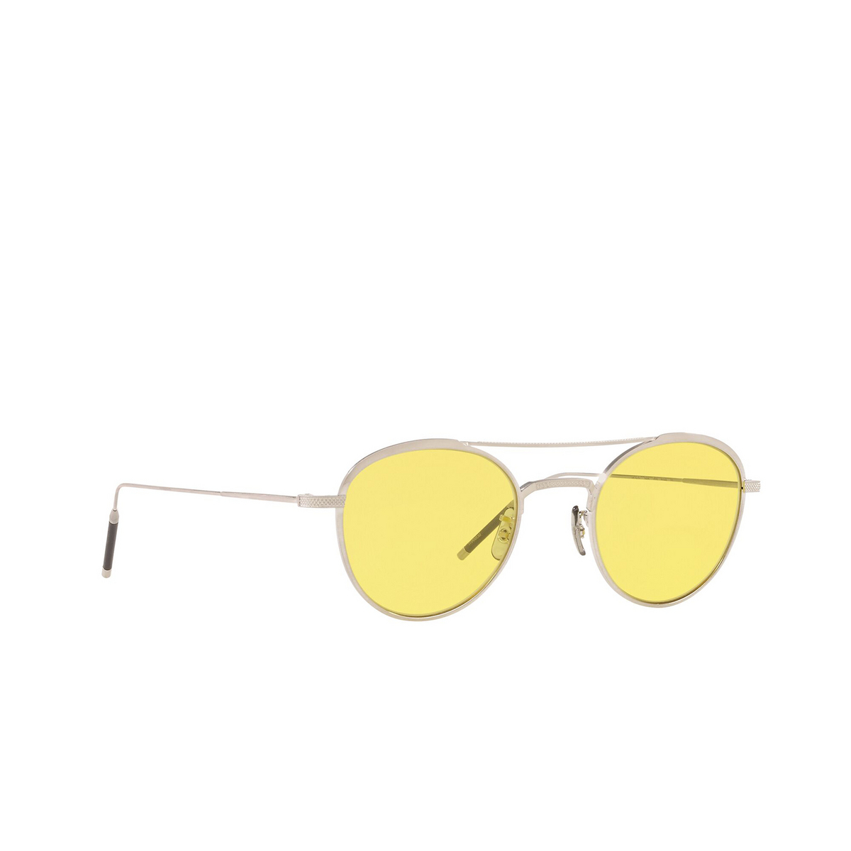 Oliver Peoples® Round Eyeglasses: Tk-2 OV1275T color Brushed Silver 5254 - three-quarters view.