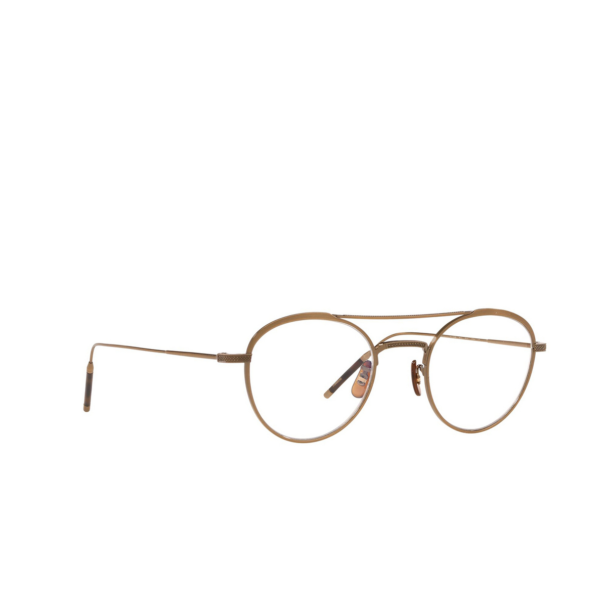 Oliver Peoples® Round Eyeglasses: Tk-2 OV1275T color Antique Gold 5284 - three-quarters view.