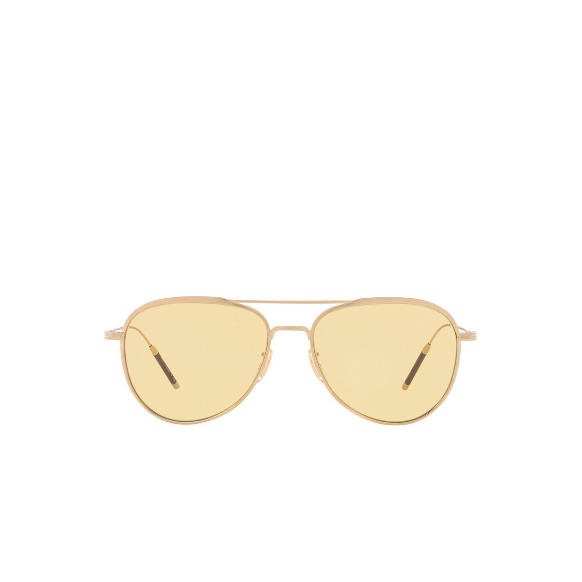 Oliver Peoples® Aviator Sunglasses: Tk-3 OV1276ST color Brushed Gold 5311R6 - front view.