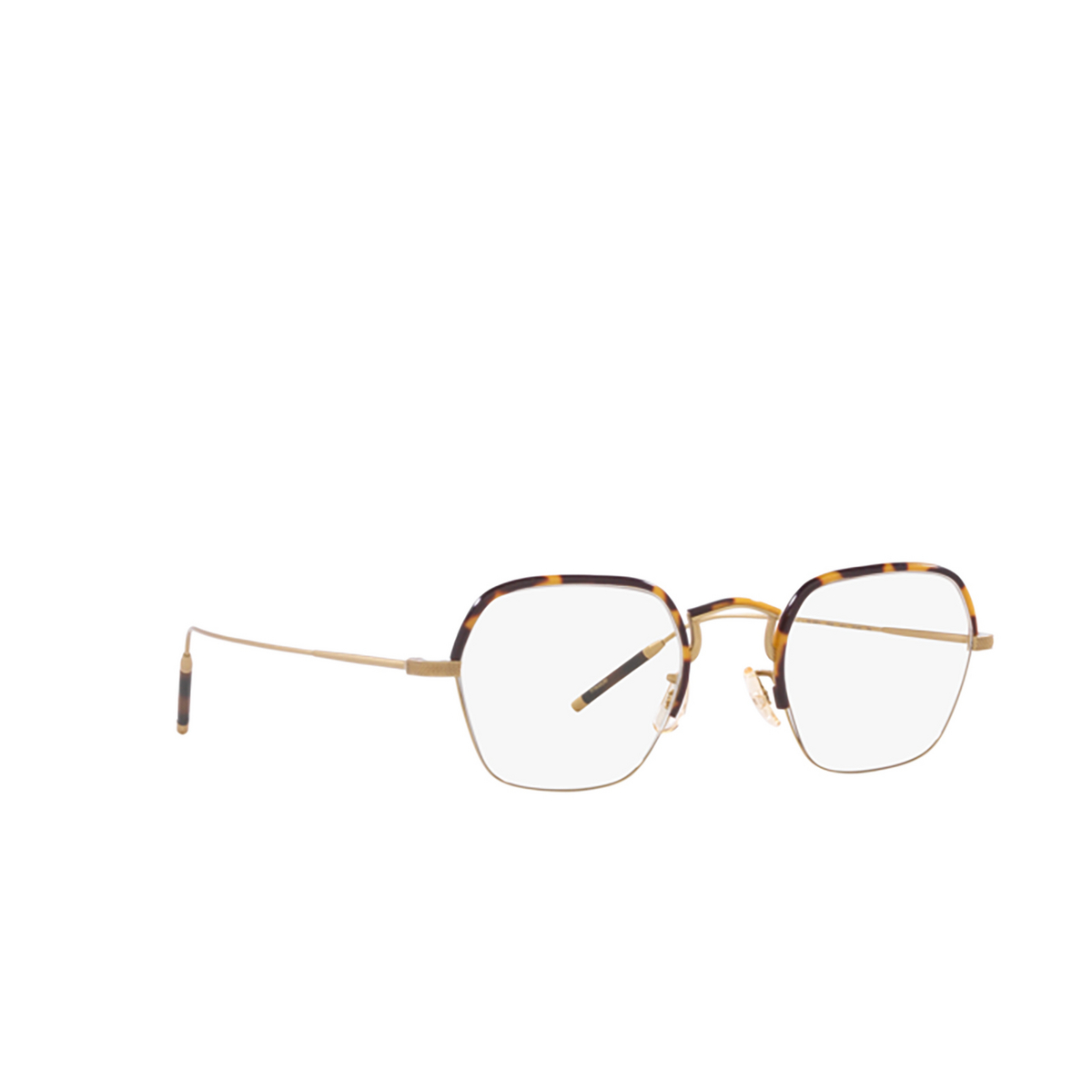 Oliver Peoples TK-7 Eyeglasses 5252 Brushed Gold / Tortoise - three-quarters view