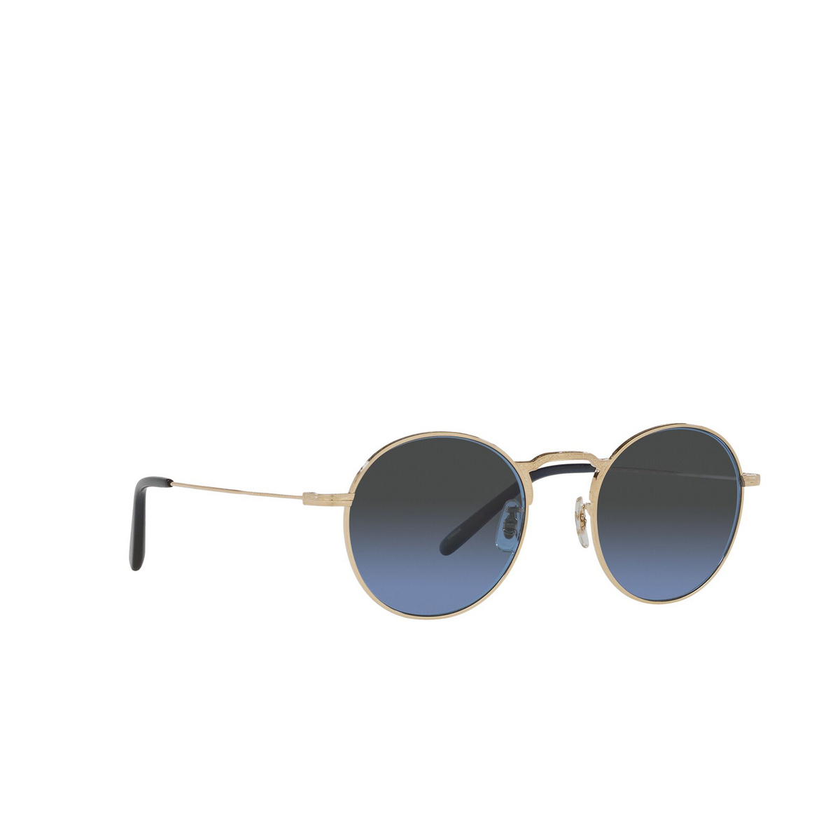 Oliver Peoples® Round Sunglasses: Weslie Sun OV1282ST color Gold 5292P4 - three-quarters view.
