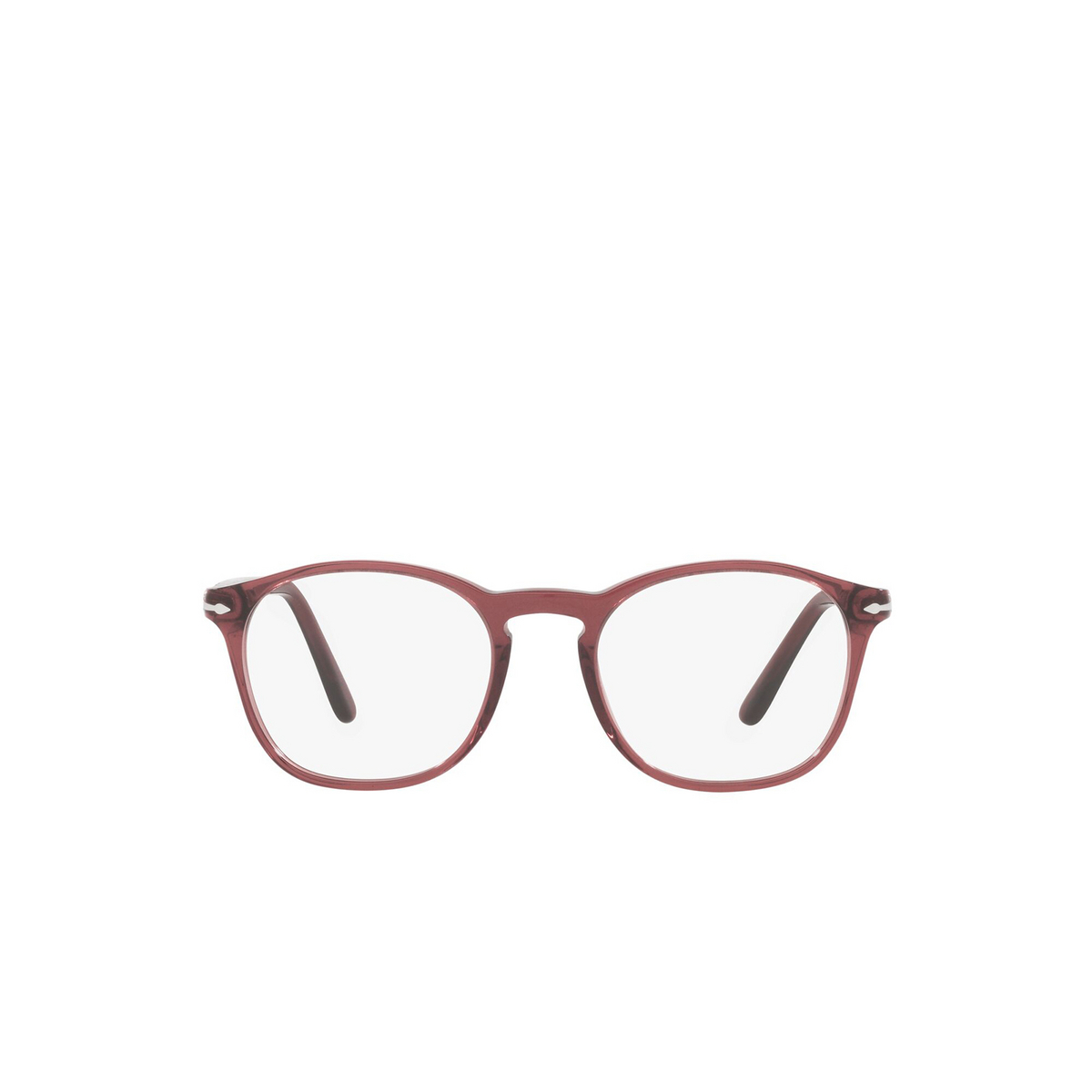 Persol® Square Eyeglasses: PO3007V color Red Burned Transparent 1104 - front view.