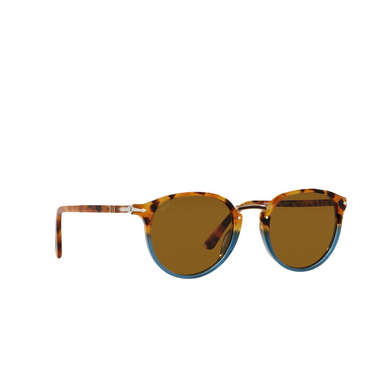 Persol PO3210S Sunglasses 112033 brown tortoise opal blue - three-quarters view