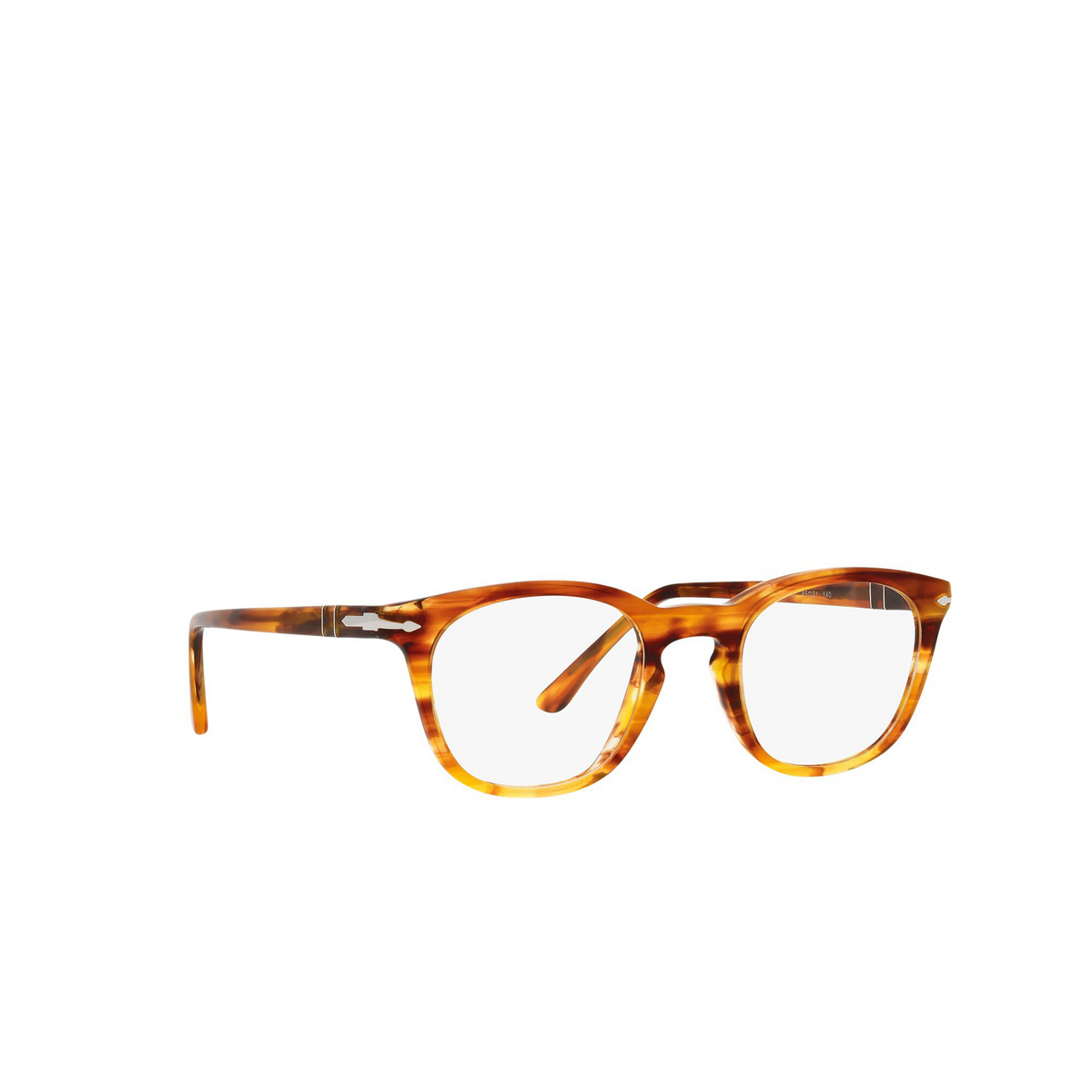 Persol® Square Eyeglasses: PO3258V color Striped Brown 1157 - three-quarters view.