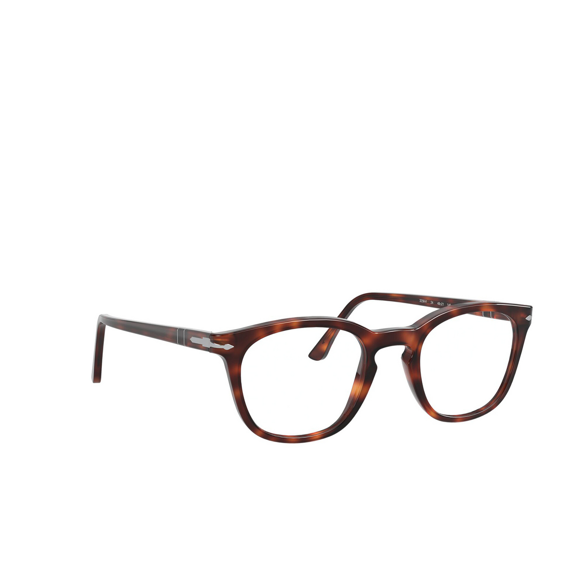 Persol® Square Eyeglasses: PO3258V color Havana 24 - three-quarters view.