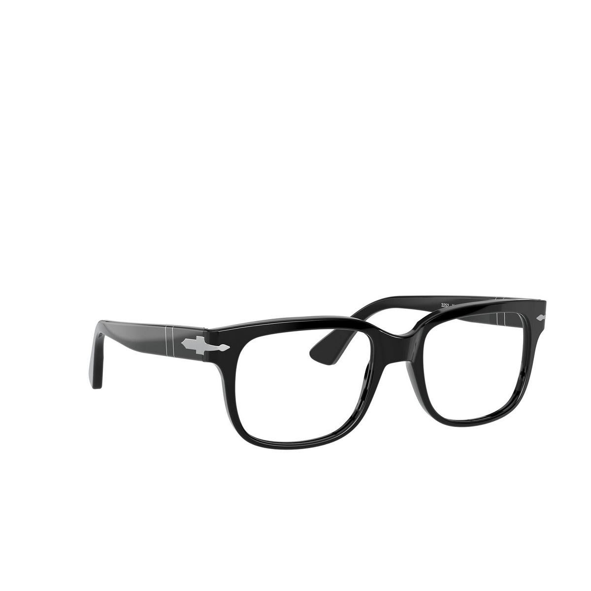Persol® Square Eyeglasses: PO3258V color Black 95 - three-quarters view.