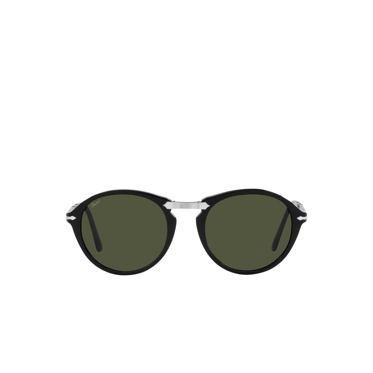 Persol® Round Sunglasses: PO3274S color Black 95/31 - front view.