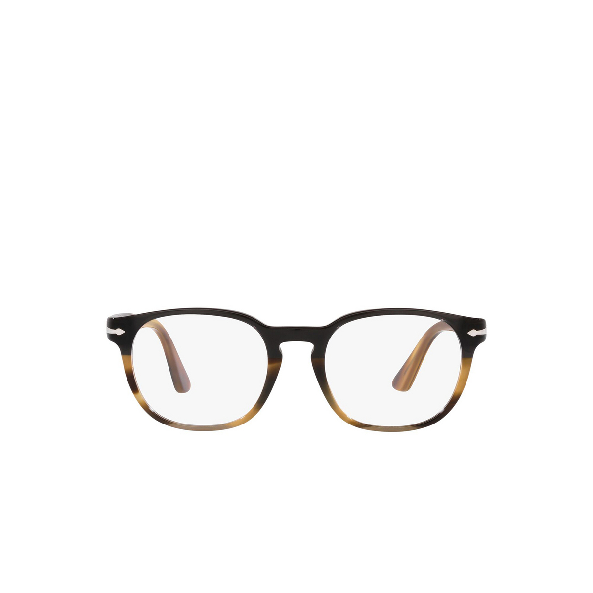 Persol® Square Eyeglasses: PO3283V color Black Gradient Grey 1135 - front view.