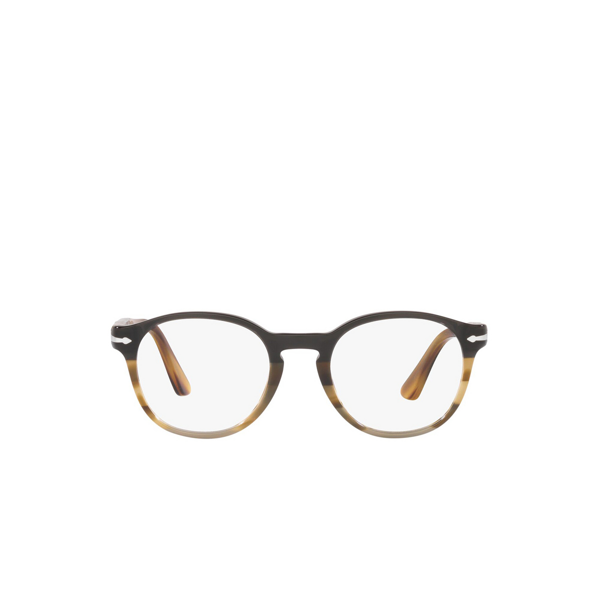 Persol® Round Eyeglasses: PO3284V color Black Cut Net Striped Brown Cu 1135 - front view.