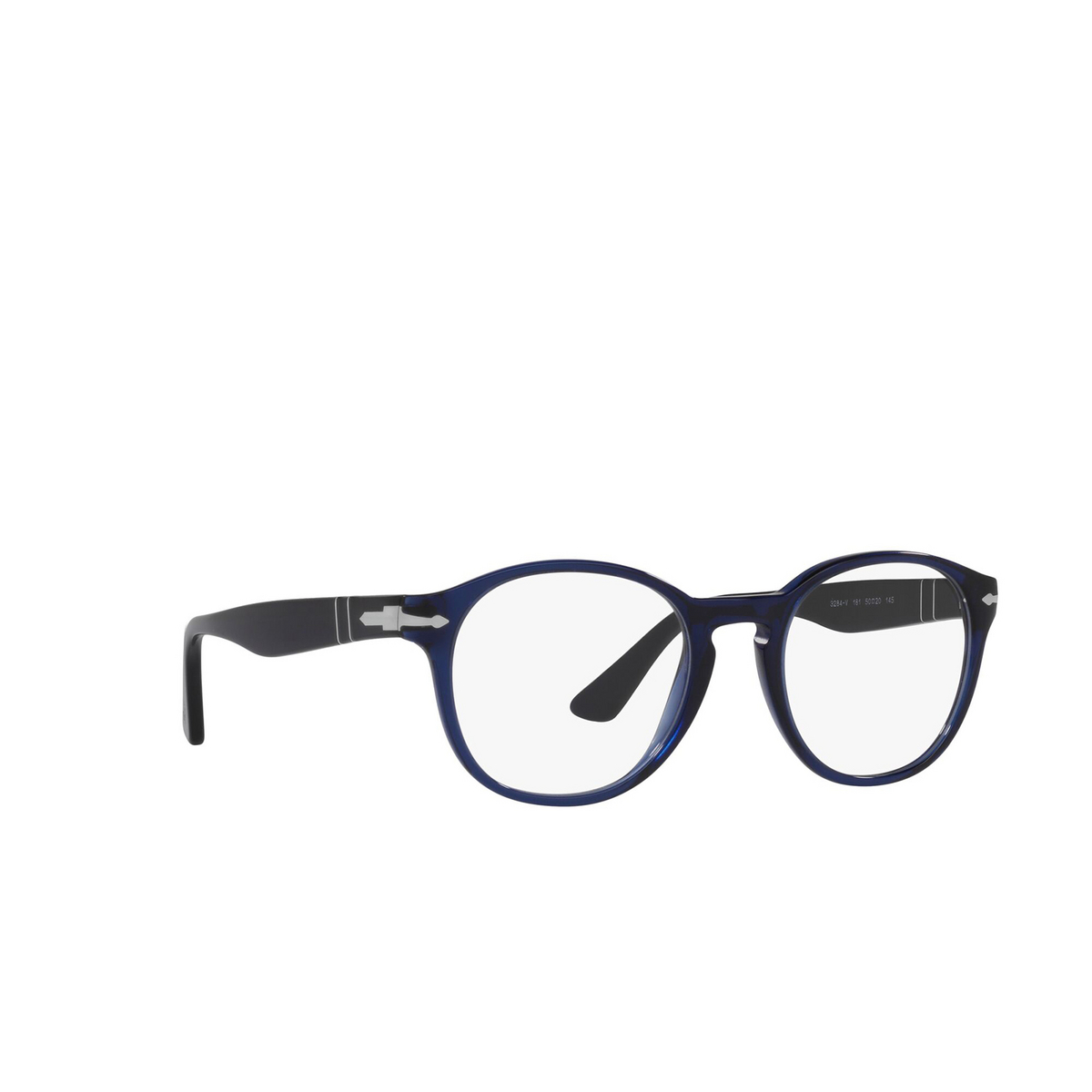 Persol® Round Eyeglasses: PO3284V color Blue 181 - three-quarters view.
