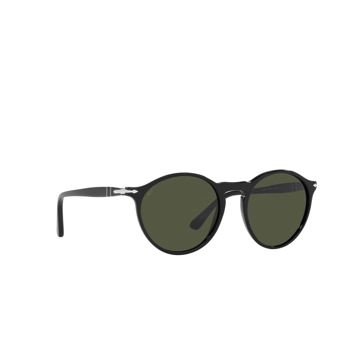 Persol® Round Sunglasses: PO3285S color Black 95/31 - three-quarters view.