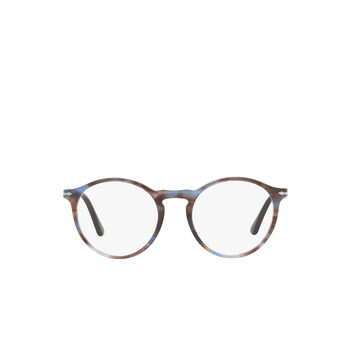 Persol® Round Eyeglasses: PO3285V color Striped Blue 1155 - front view.