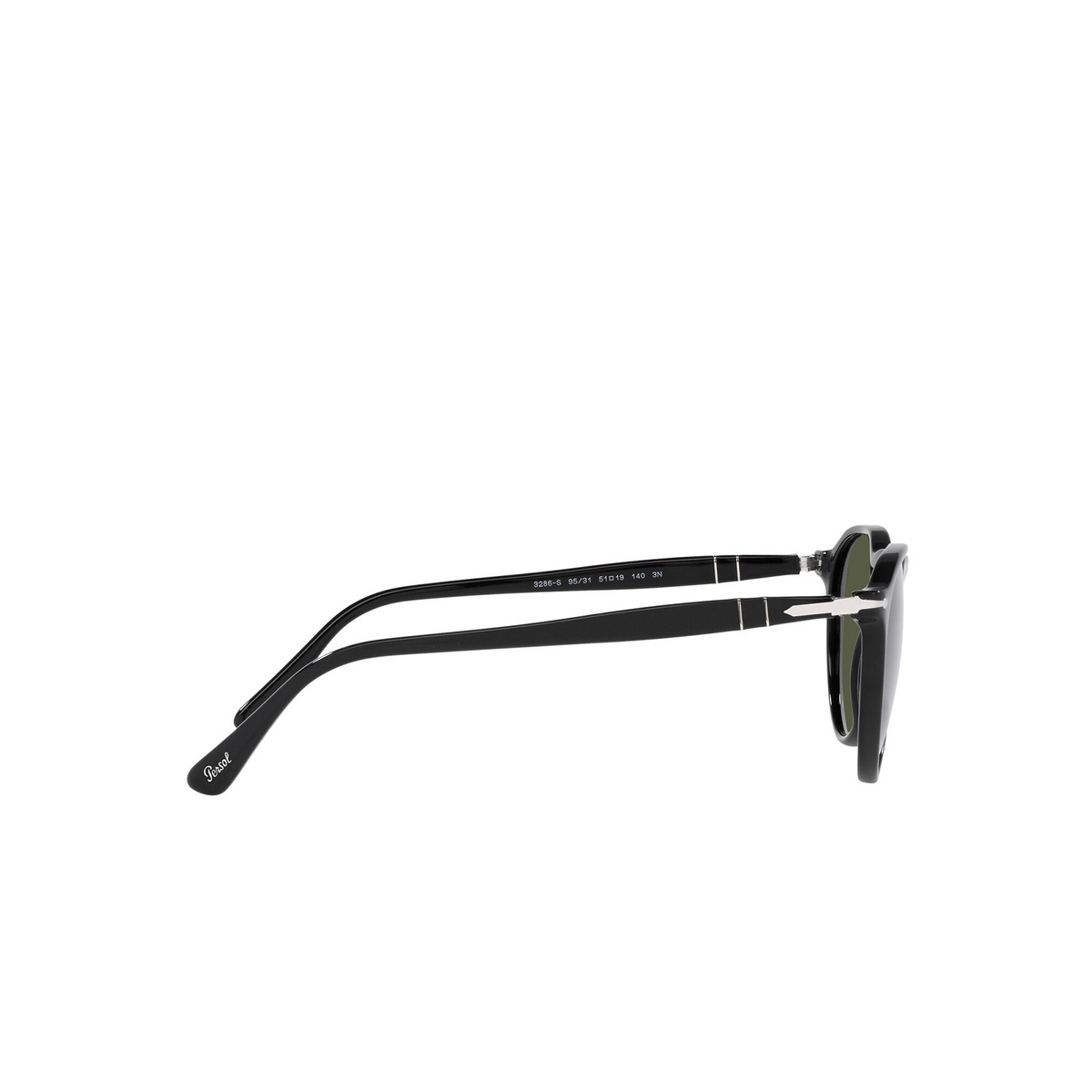 Persol® Round Sunglasses: PO3286S color Black 95/31 - three-quarters view.