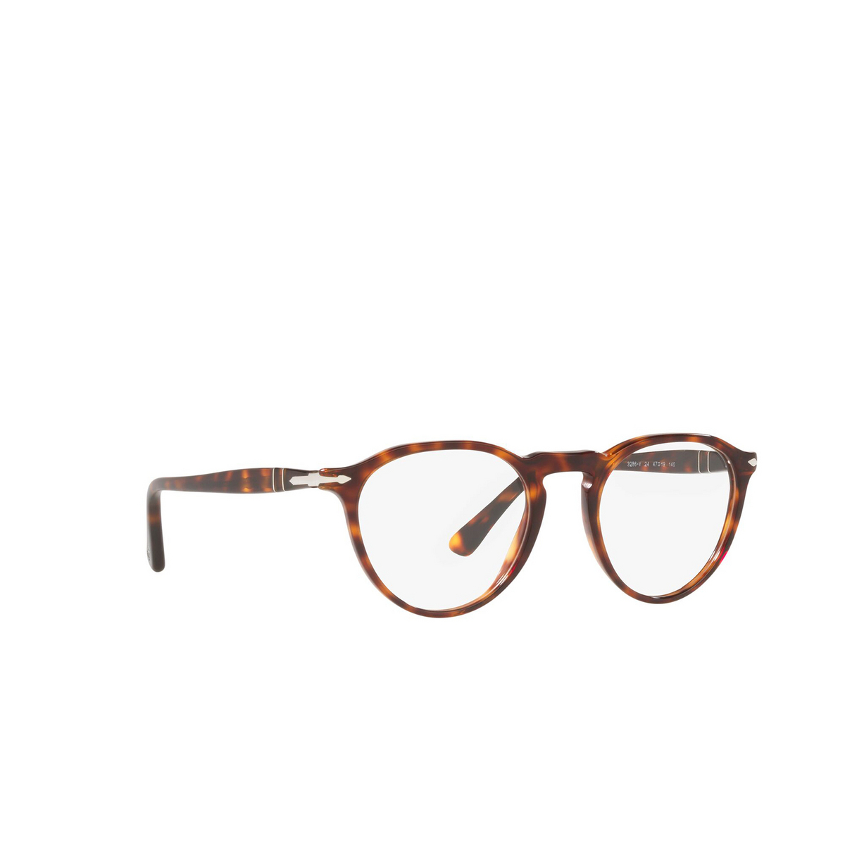 Persol® Round Eyeglasses: PO3286V color Havana 24 - three-quarters view.