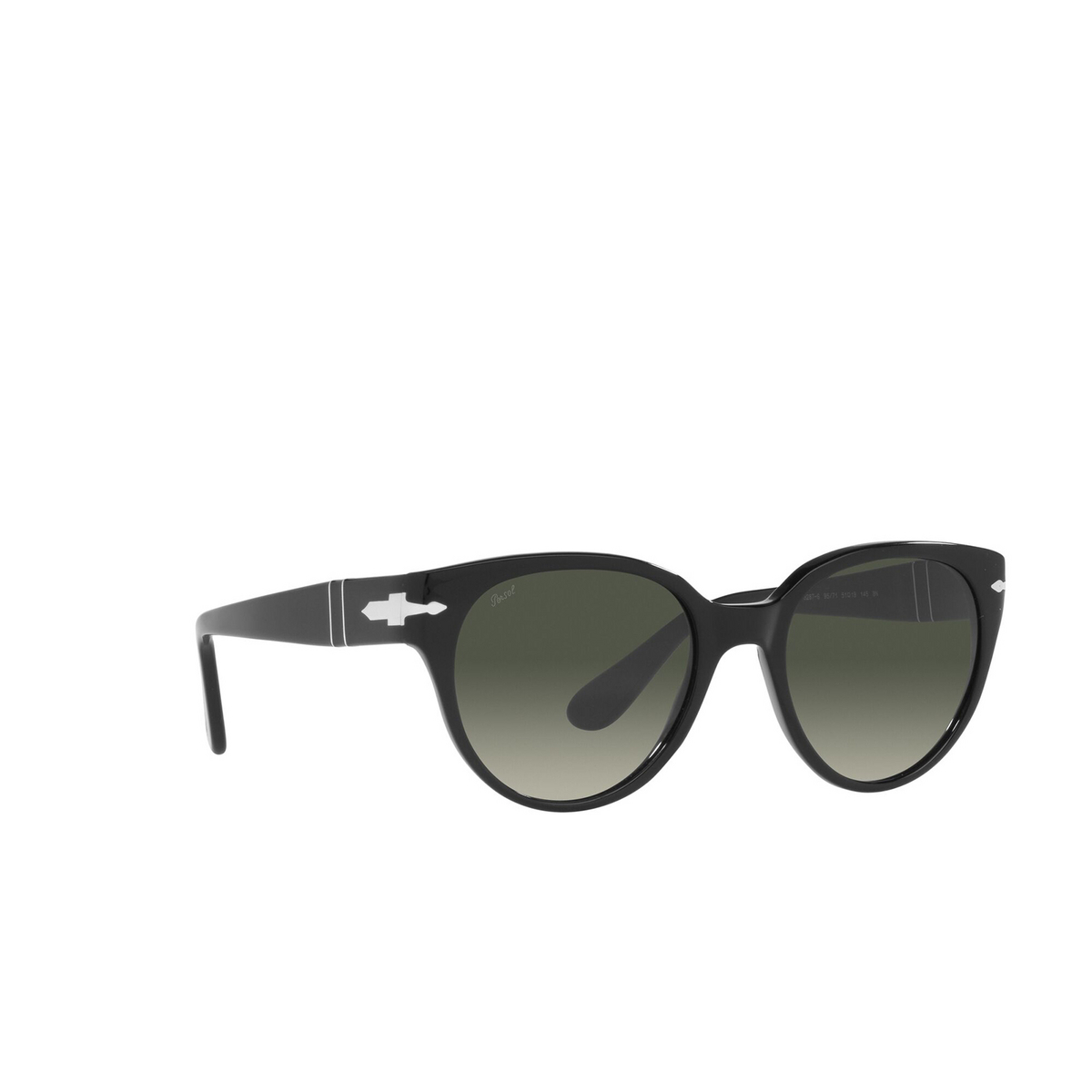 Persol® Square Sunglasses: PO3287S color Black 95/71 - three-quarters view.