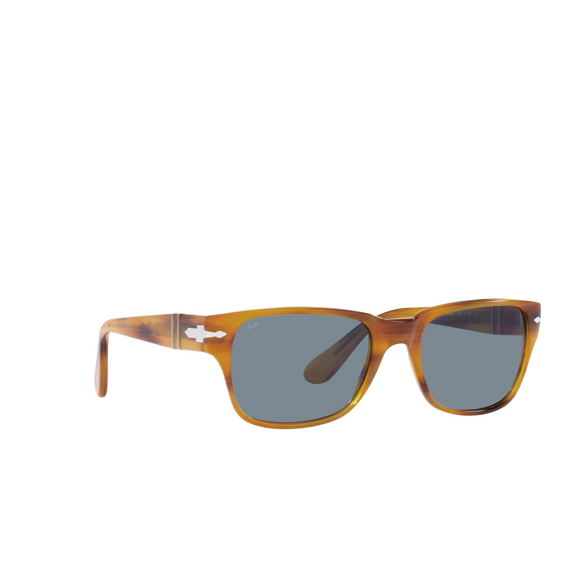 Persol® Rectangle Sunglasses: PO3288S color Striped Brown 960/56 - three-quarters view.