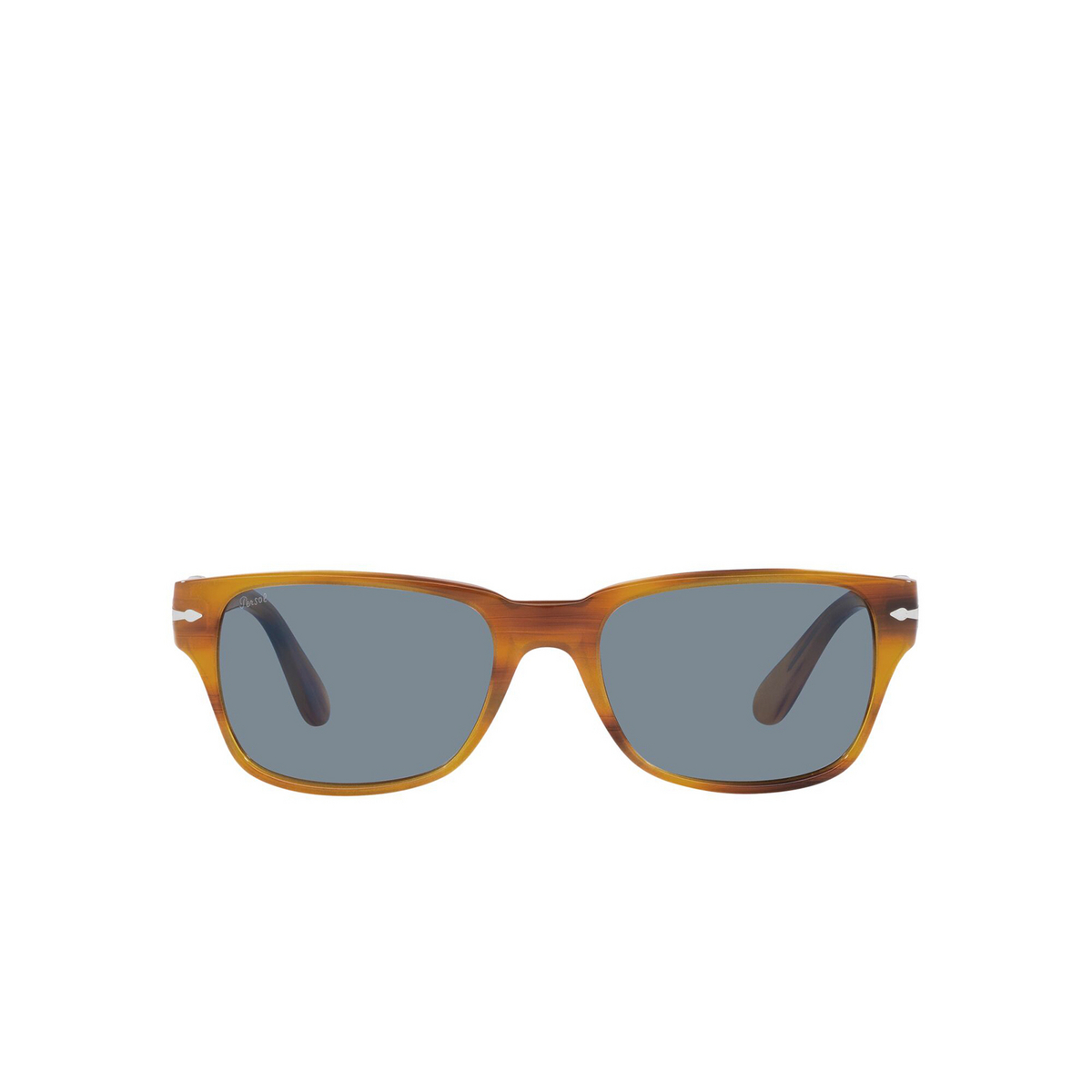 Persol® Rectangle Sunglasses: PO3288S color Striped Brown 960/56 - front view.