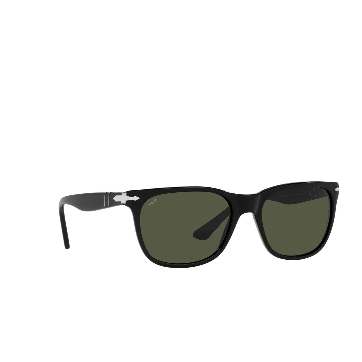 Persol® Square Sunglasses: PO3291S color Black 95/31 - three-quarters view.