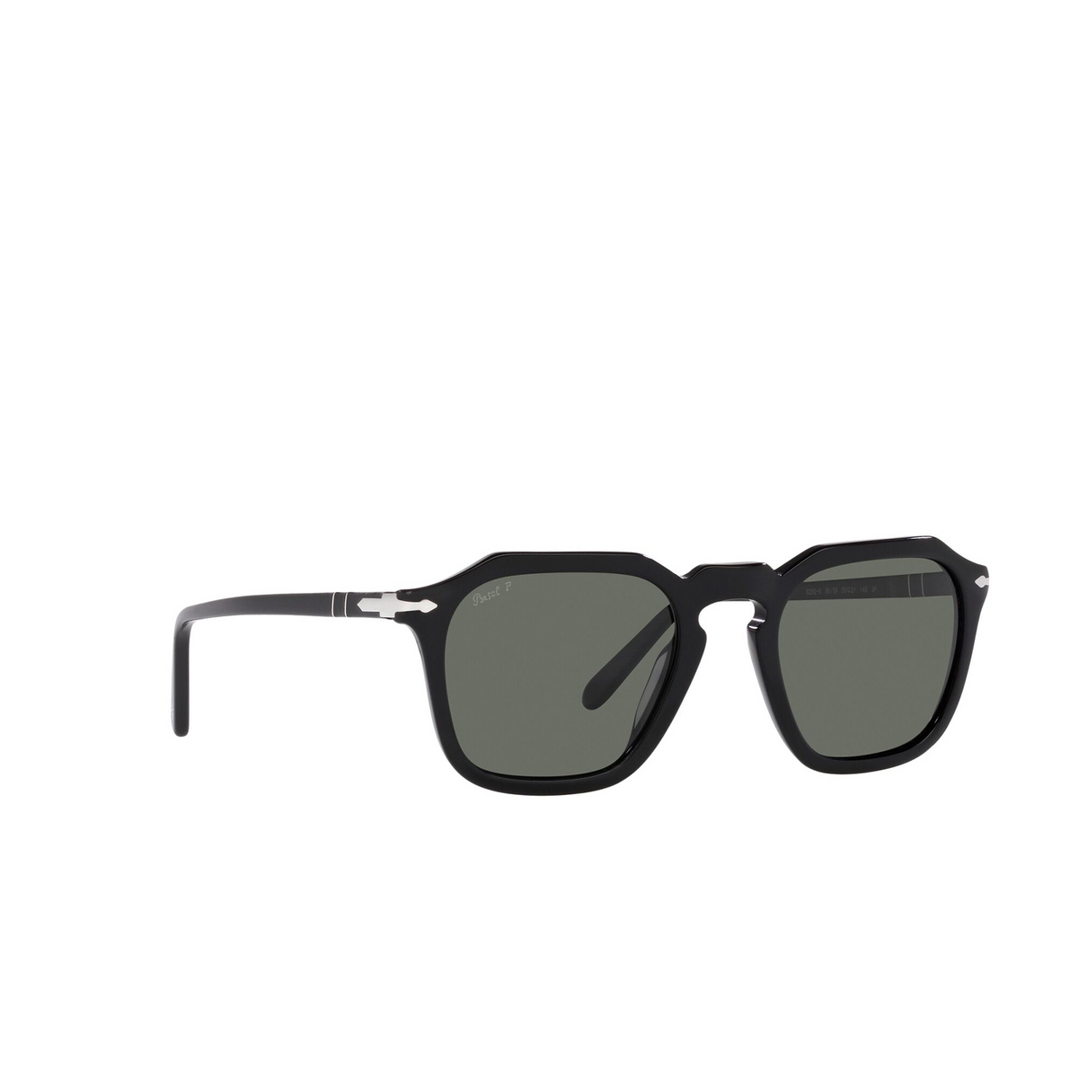 Persol® Square Sunglasses: PO3292S color Black 95/58 - three-quarters view.