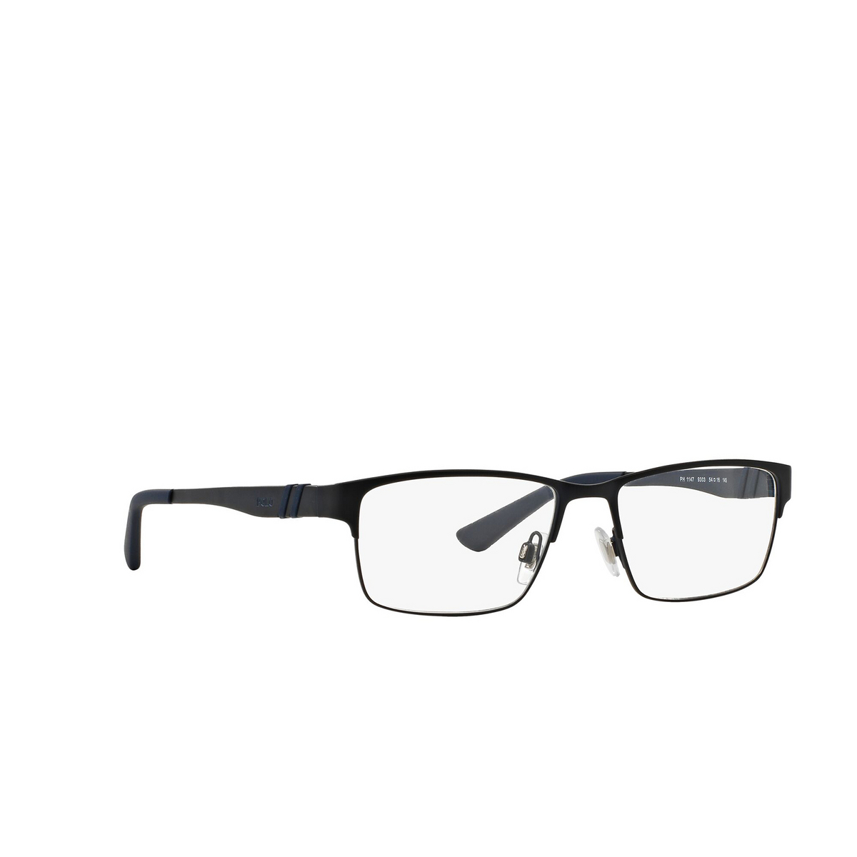 Polo Ralph Lauren® Rectangle Eyeglasses: PH1147 color Matte Navy Blue 9303 - three-quarters view.