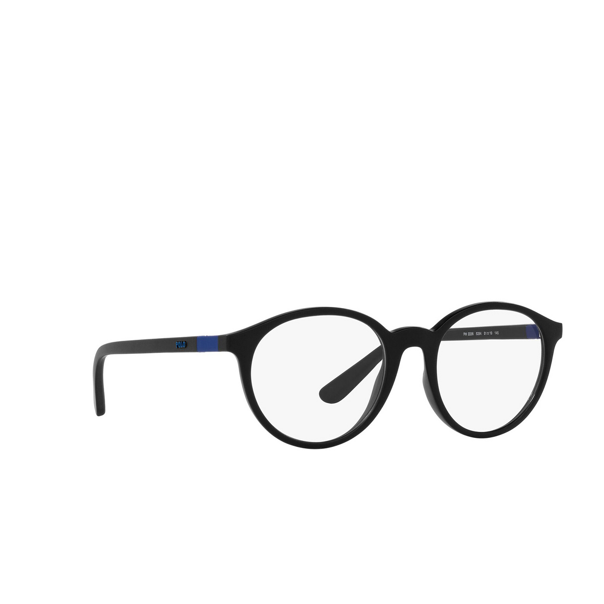 Polo Ralph Lauren® Round Eyeglasses: PH2236 color Matte Black 5284 - three-quarters view.