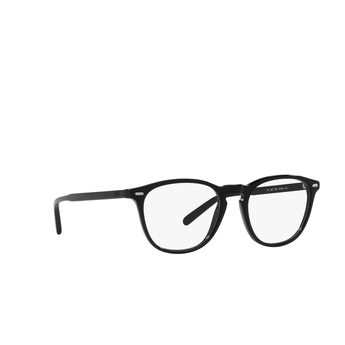 Polo Ralph Lauren® Square Eyeglasses: PH2247 color Shiny Black 5001 - three-quarters view.