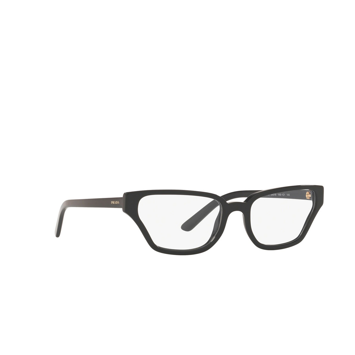 Prada® Irregular Eyeglasses: Catwalk PR 04XV color Black 1AB1O1 - three-quarters view.