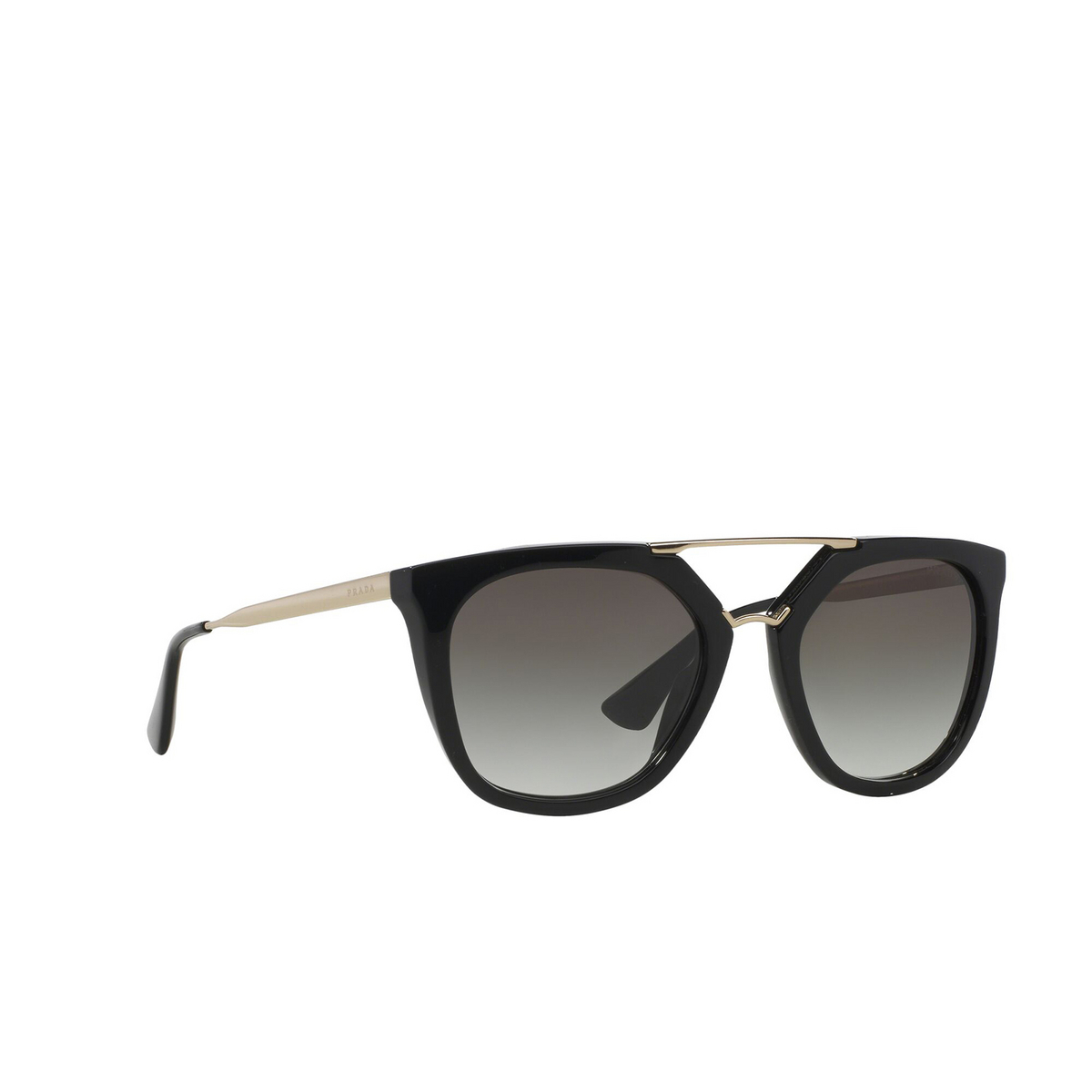 Prada® Irregular Sunglasses: Catwalk PR 13QS color Black 1AB0A7 - three-quarters view.