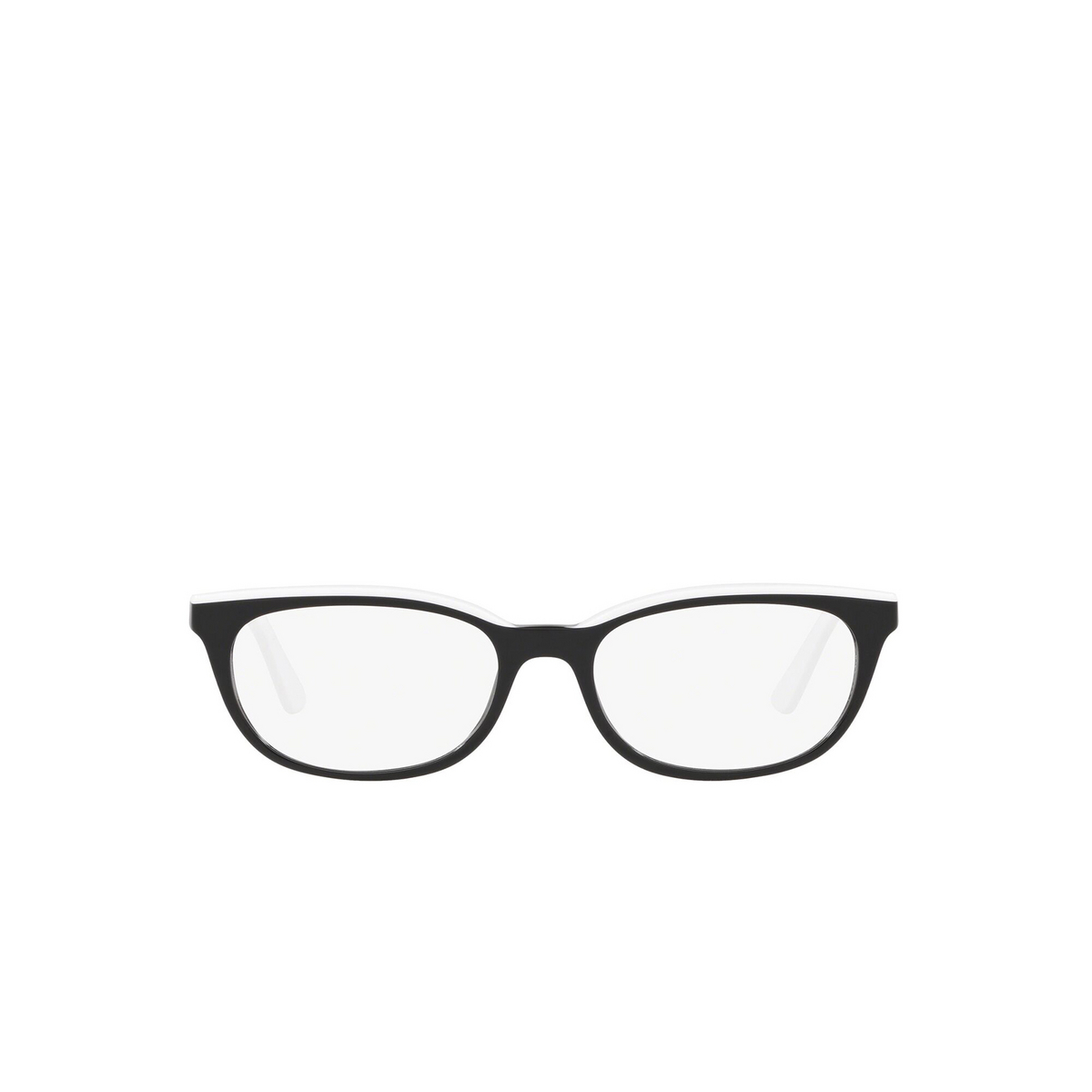 Prada® Oval Eyeglasses: Catwalk PR 13VV color Black / White YC41O1 - front view.