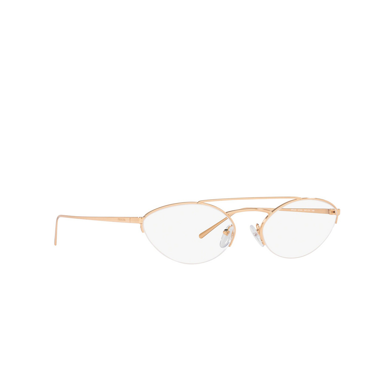 Prada® Oval Eyeglasses: Catwalk PR 62VV color Pink Gold SVF1O1 - three-quarters view.