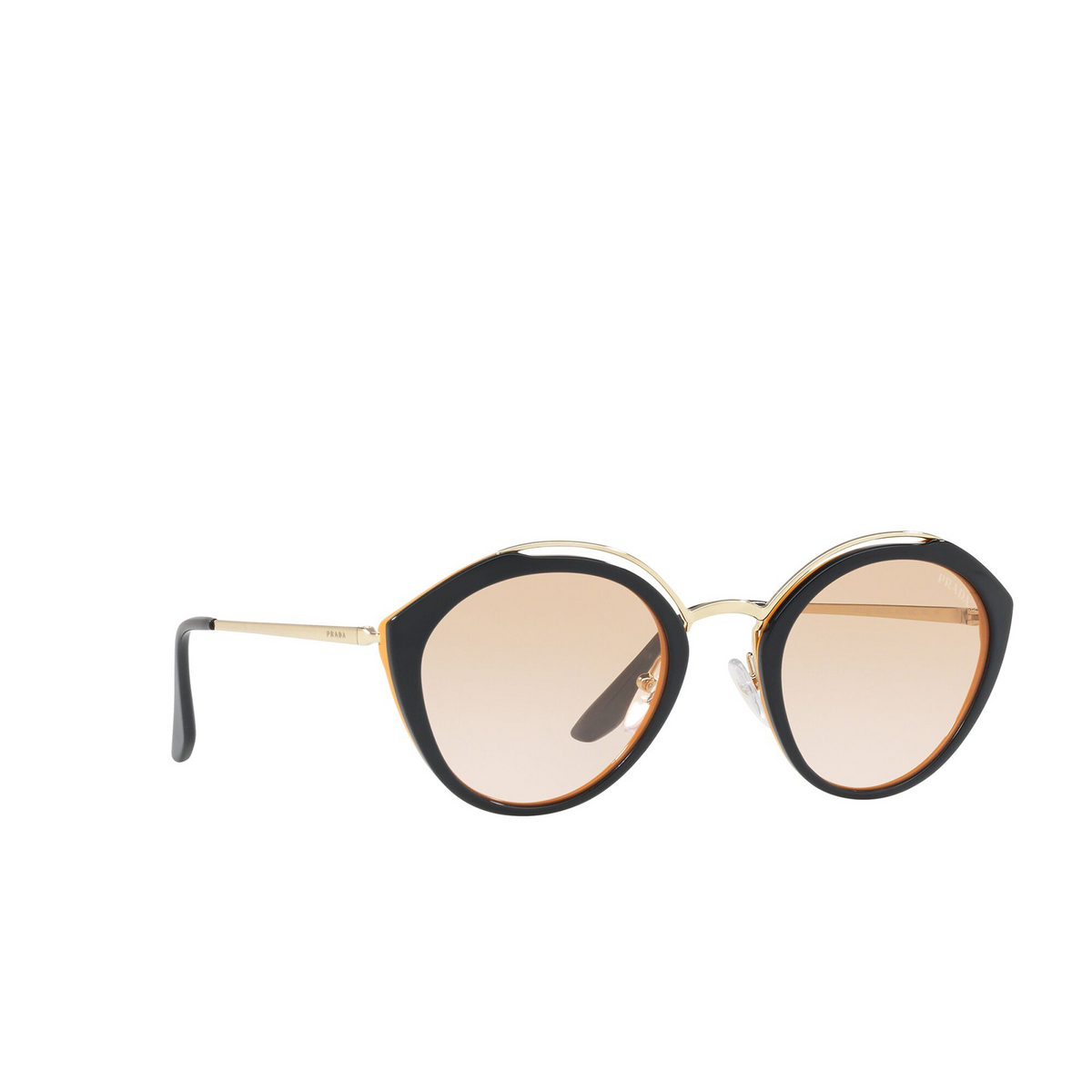 Prada® Round Sunglasses: Conceptual PR 18US color Blue / Yellow / Pale Gold WU0232 - three-quarters view.