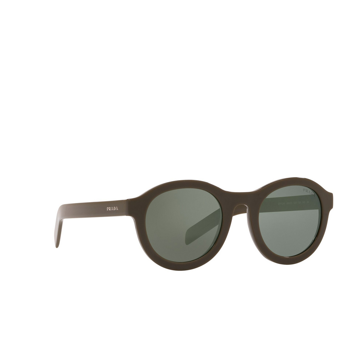 Prada® Round Sunglasses: Conceptual PR 24VS color Green 540728 - three-quarters view.