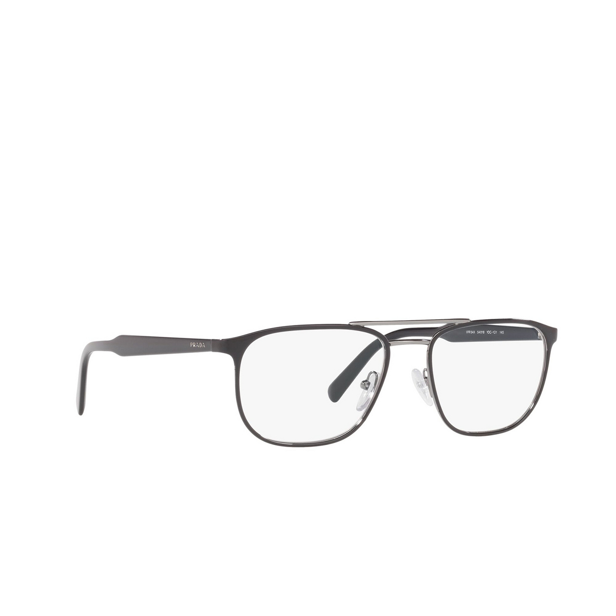 Prada® Square Eyeglasses: Conceptual PR 54XV color Top Black On Gunmetal YDC1O1 - three-quarters view.
